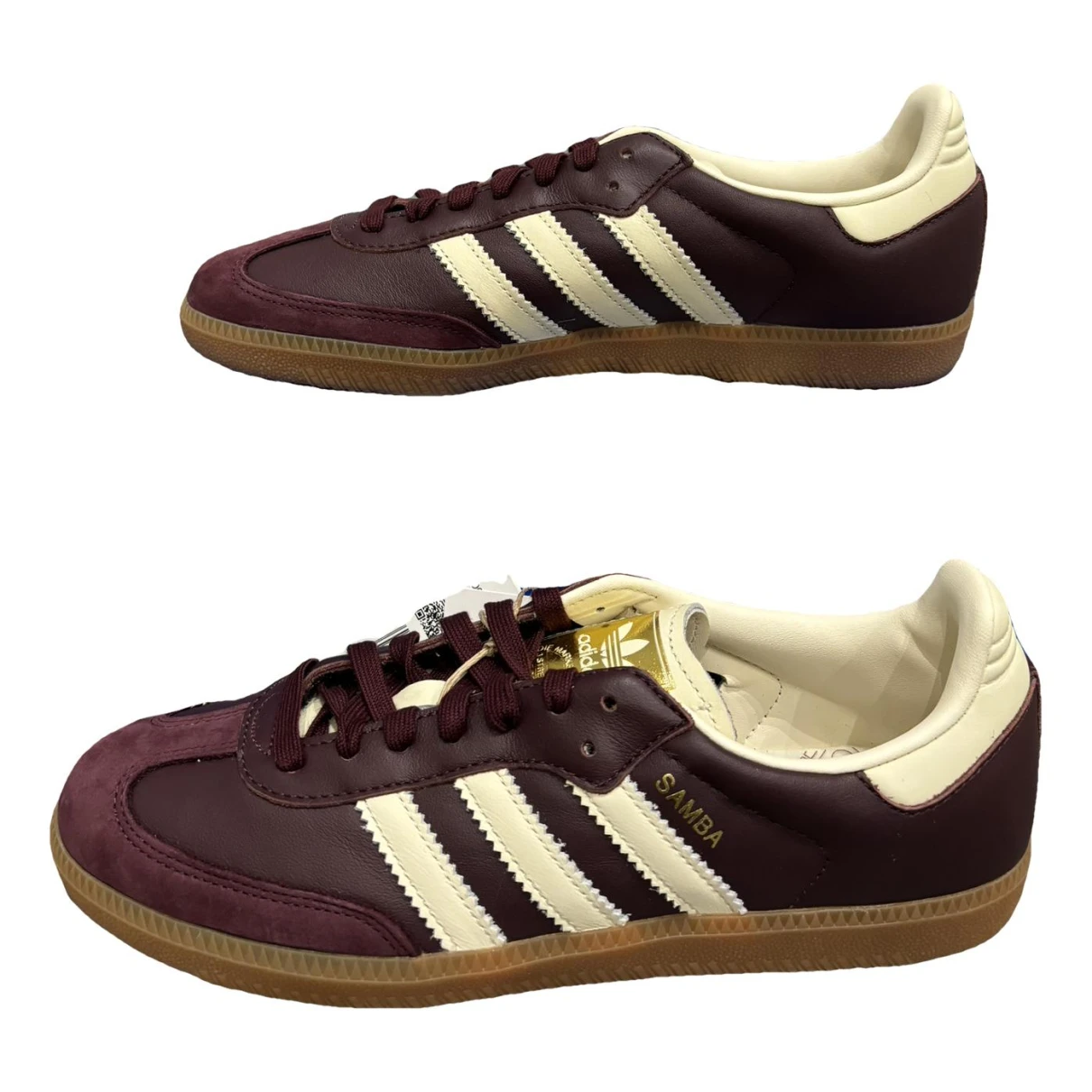Pre-owned Adidas Originals Samba Leather Trainers In Burgundy
