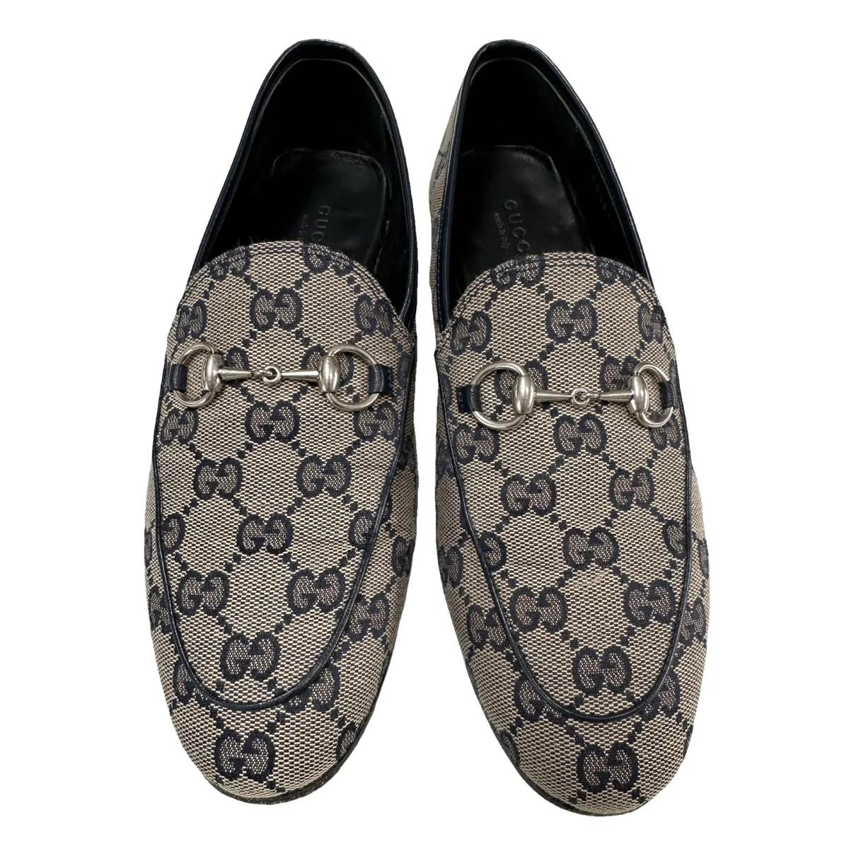 Pre-owned Gucci Jordaan Cloth Flats In Blue