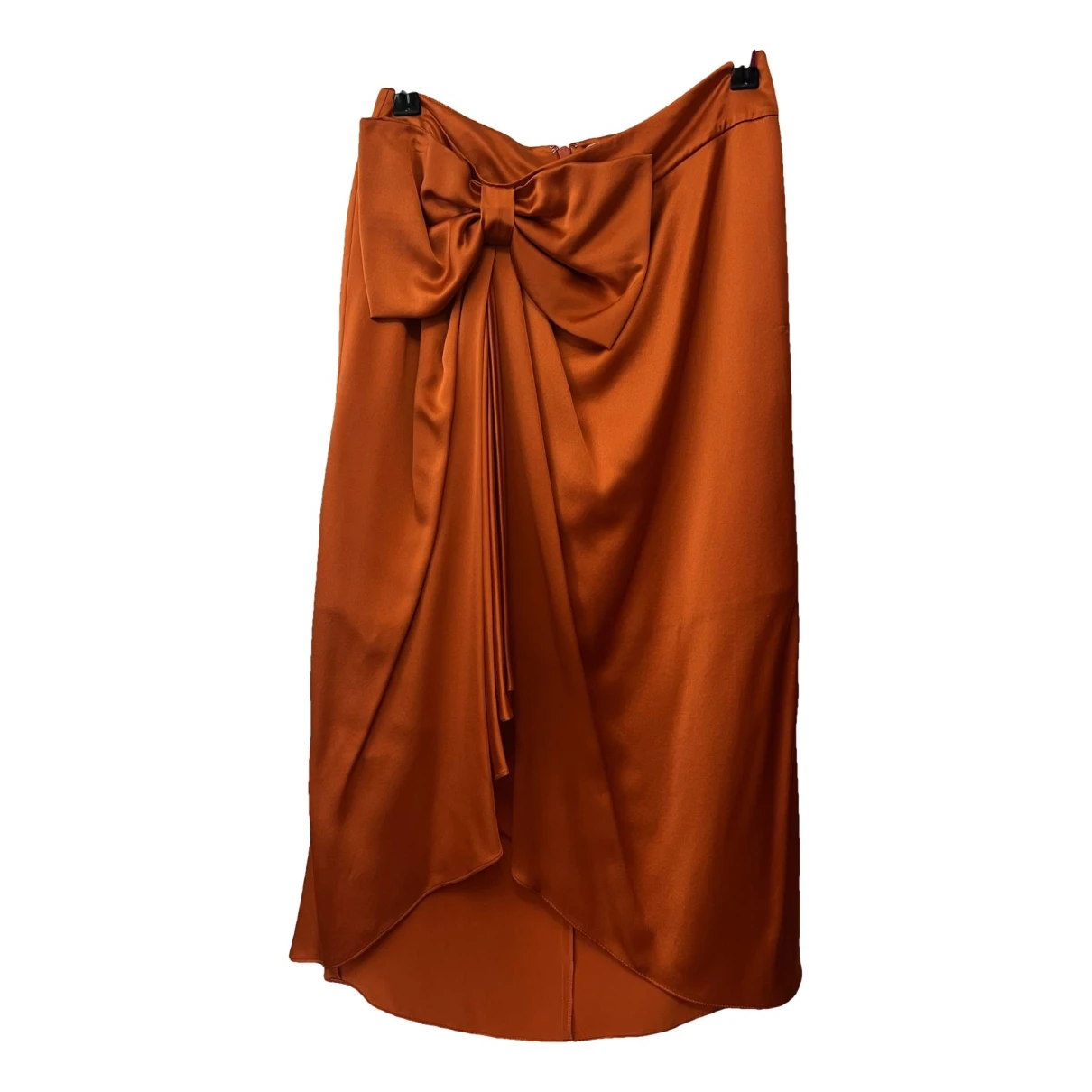 Pre-owned Cinq À Sept Silk Mid-length Skirt In Orange