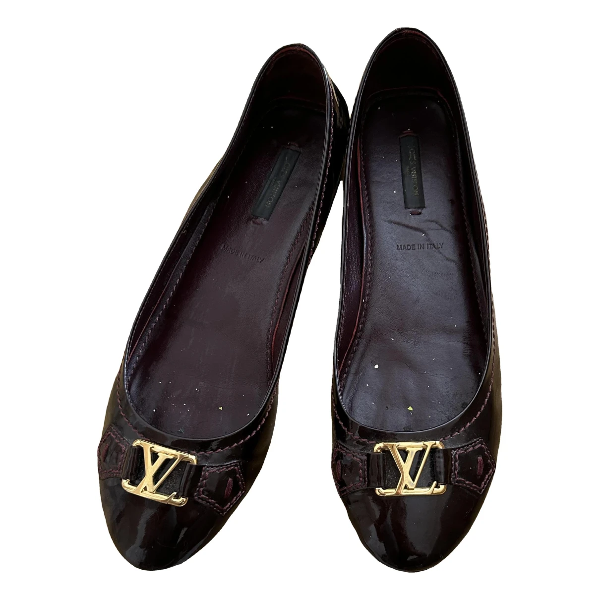 Pre-owned Louis Vuitton Dreamy Rose Patent Leather Ballet Flats In Burgundy