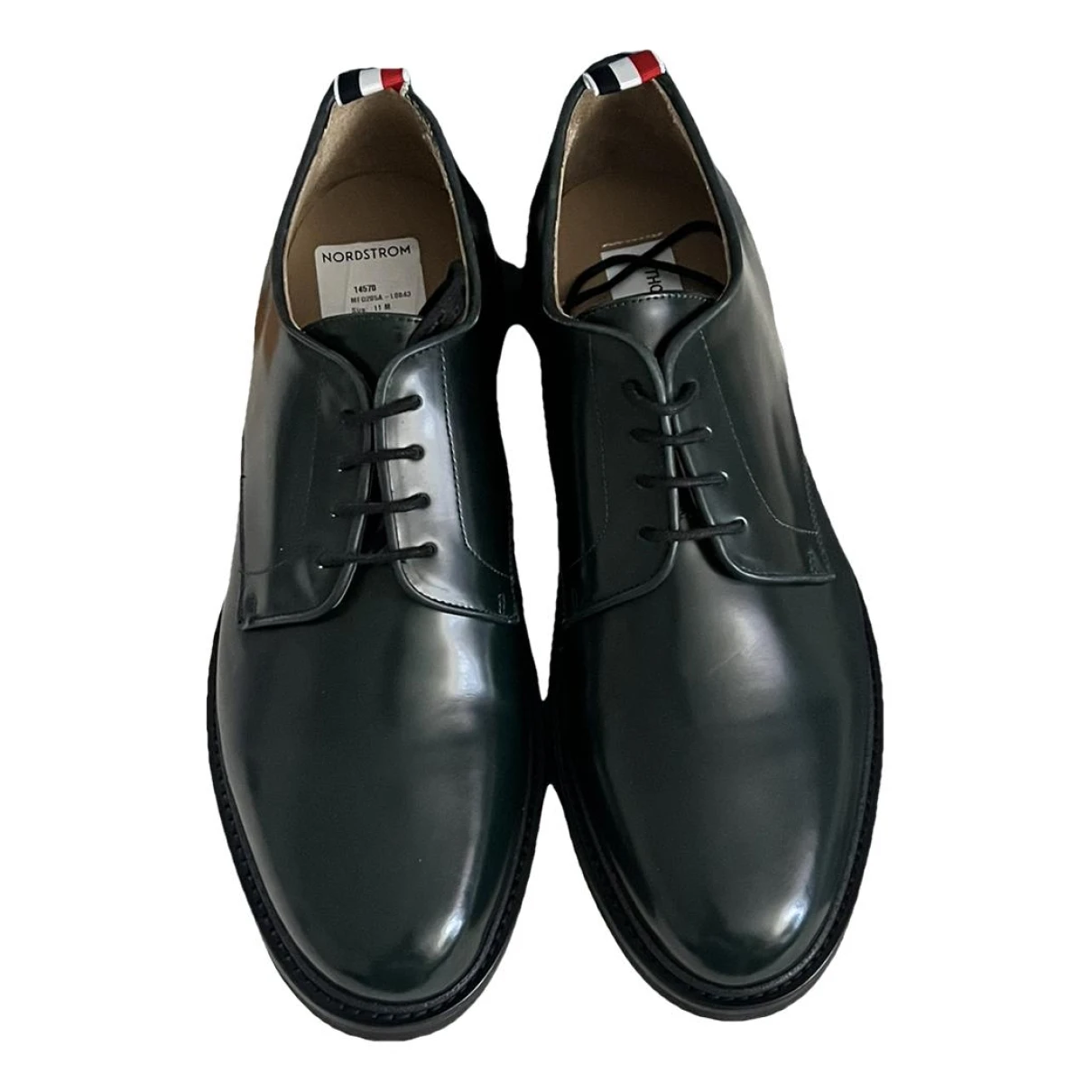 Pre-owned Thom Browne Leather Lace Ups In Green