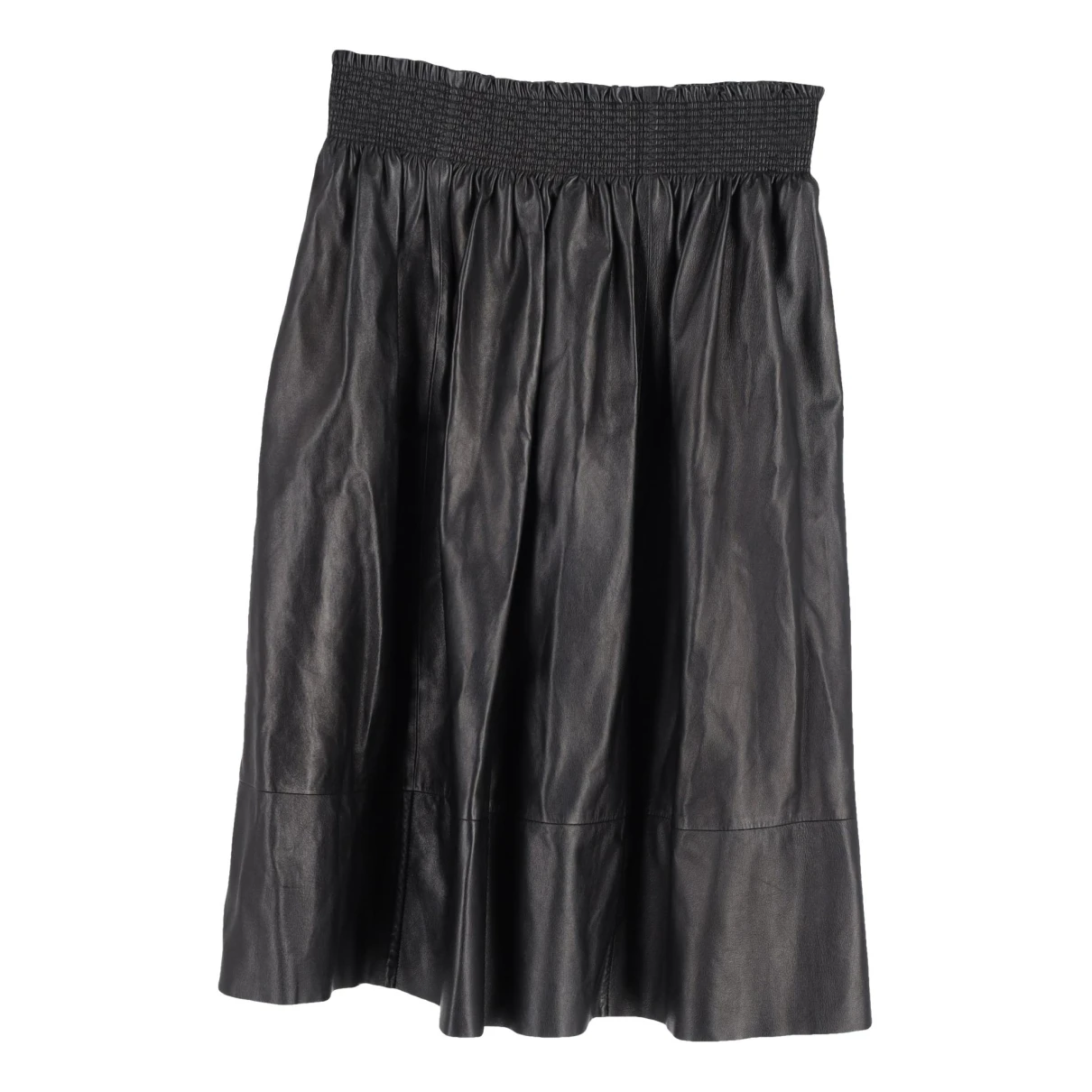 Pre-owned Givenchy Leather Mid-length Skirt In Black