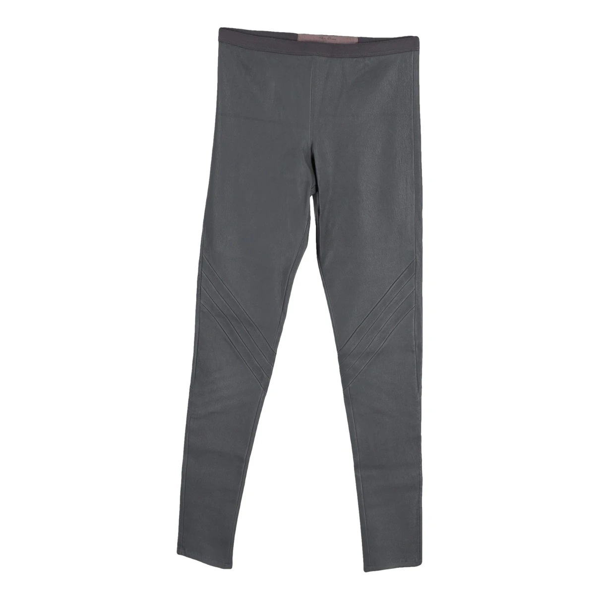 Pre-owned Rick Owens Leather Slim Pants In Grey