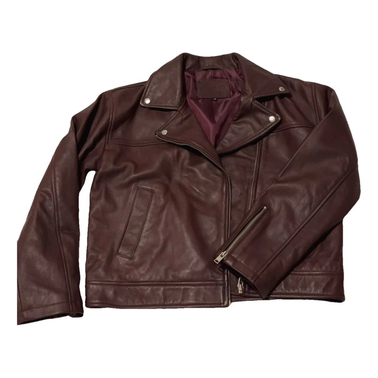 Pre-owned Bolongaro Trevor Leather Jacket In Burgundy
