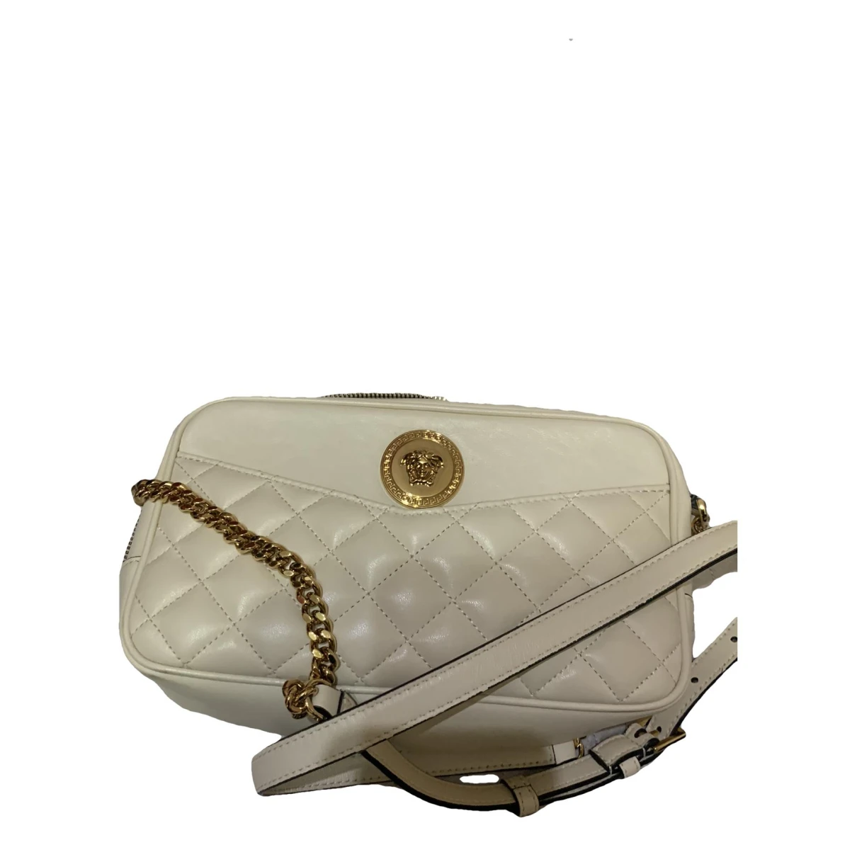 Pre-owned Versace Leather Clutch Bag In Beige