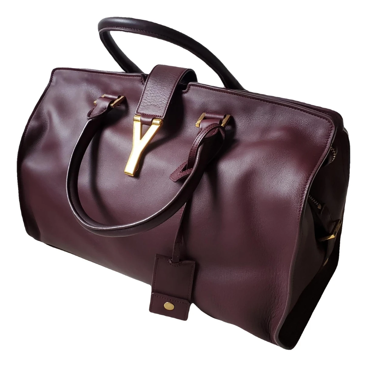 Pre-owned Saint Laurent Leather Weekend Bag In Burgundy