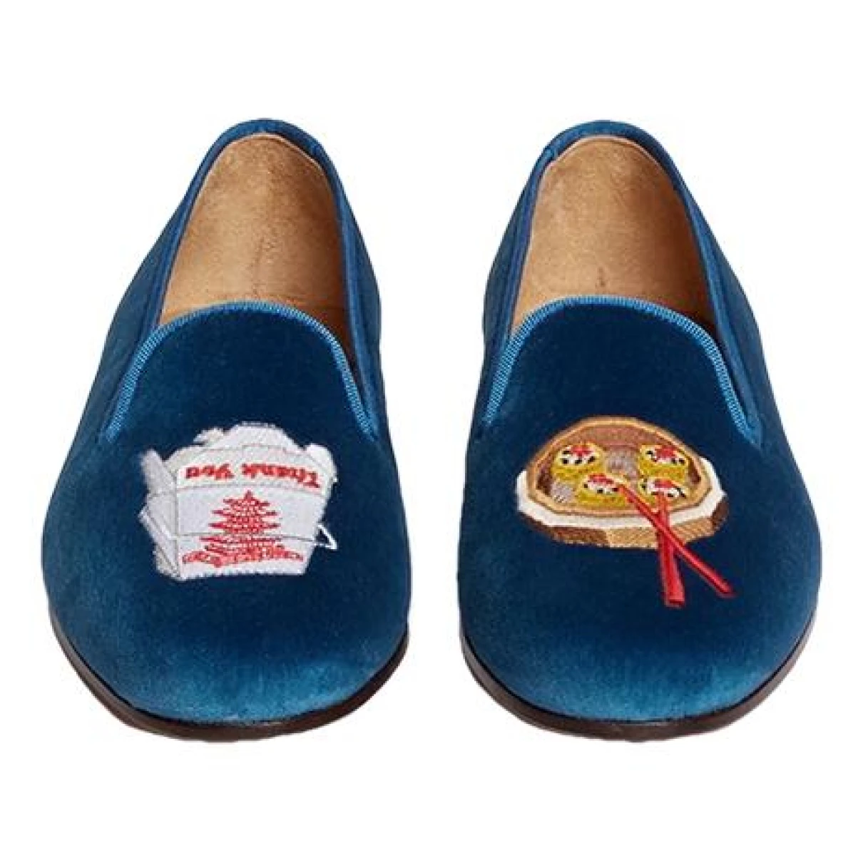 Pre-owned Stubbs & Wootton Velvet Flats In Blue