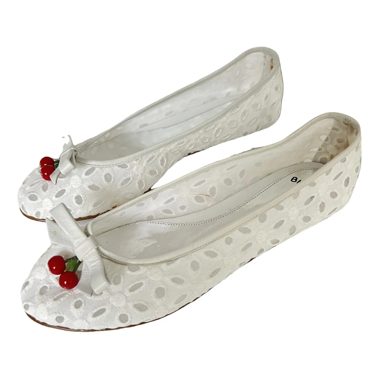 Pre-owned Blugirl Folies Cloth Ballet Flats In White