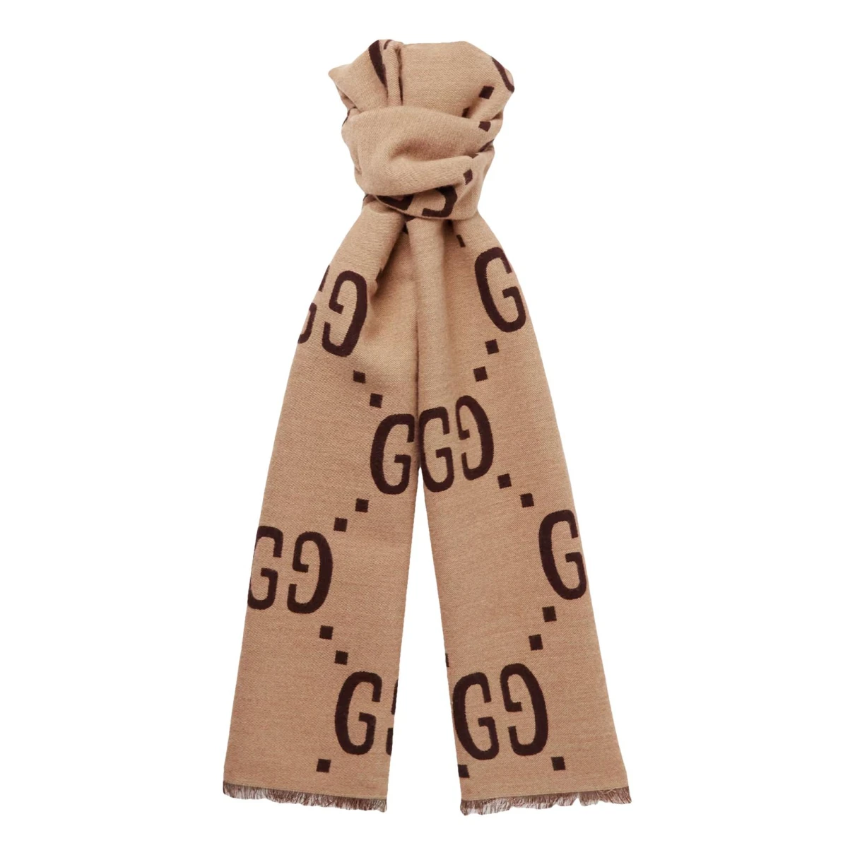 Pre-owned Gucci Wool Scarf In Beige