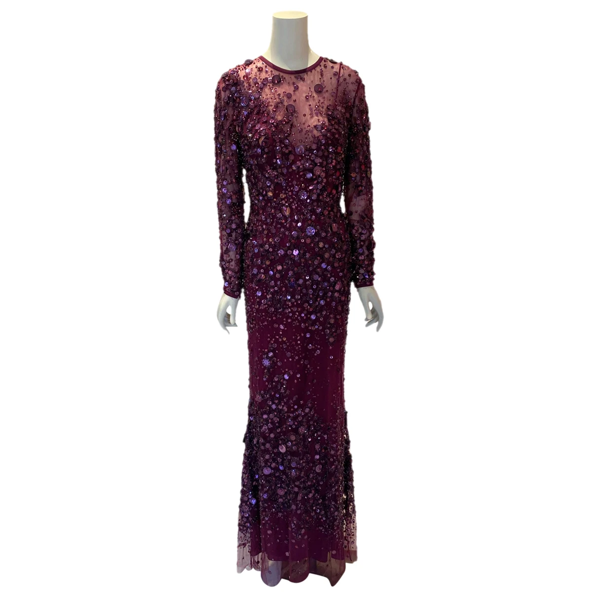 Pre-owned Elie Saab Linen Maxi Dress In Purple
