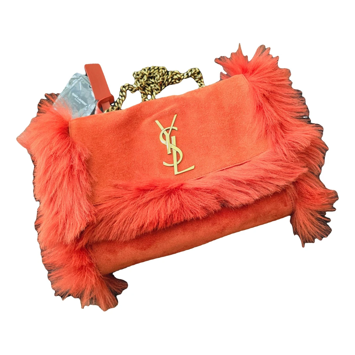 Pre-owned Saint Laurent Faux Fur Handbag In Orange