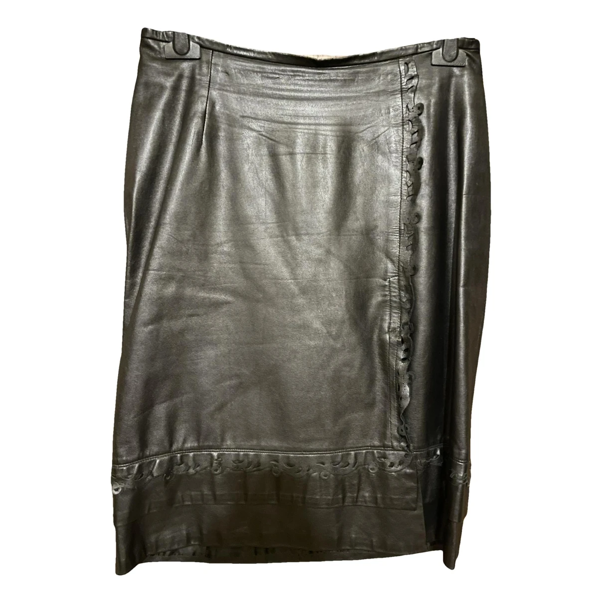 Pre-owned Ermanno Scervino Leather Mid-length Skirt In Black