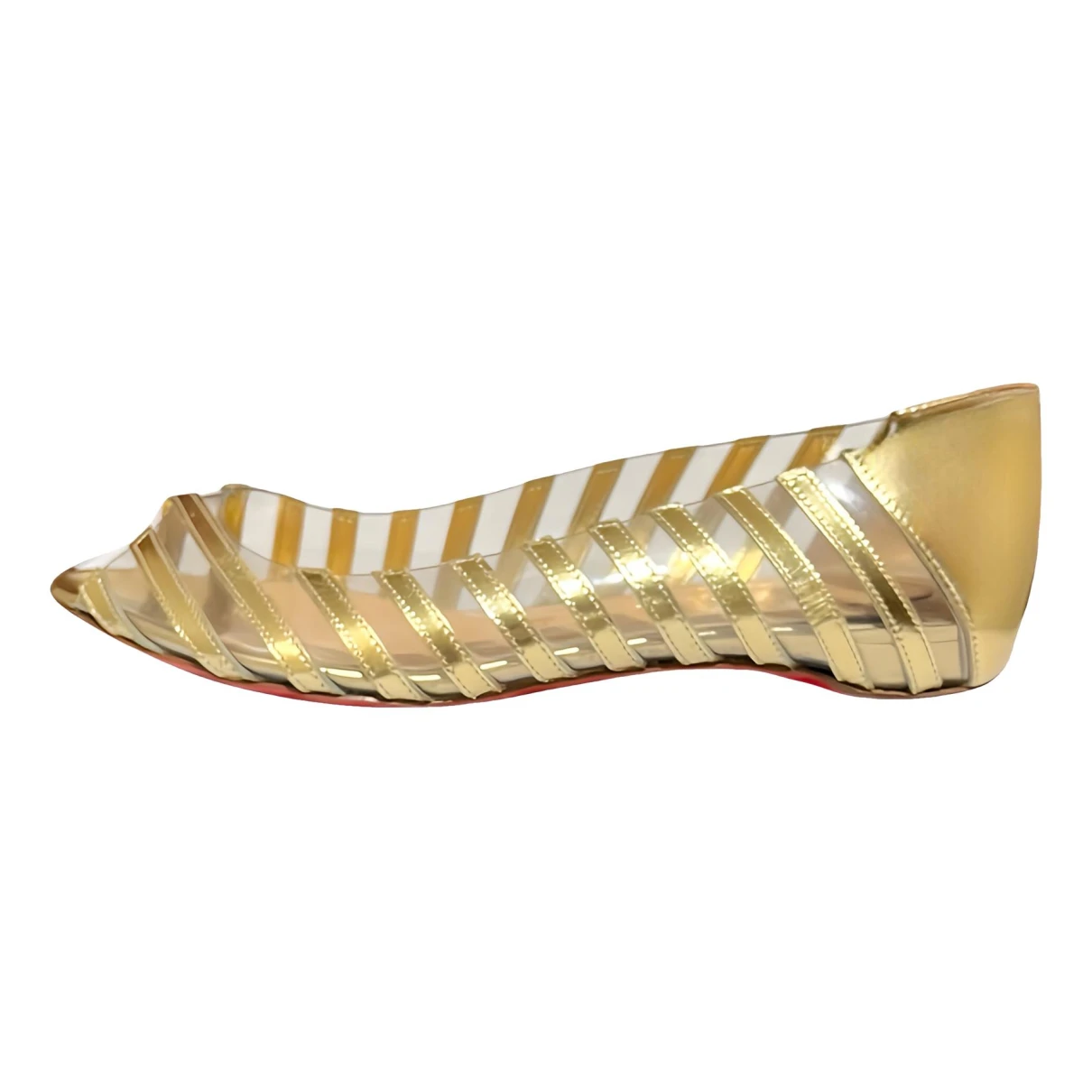 Pre-owned Christian Louboutin Ballet Flats In Gold