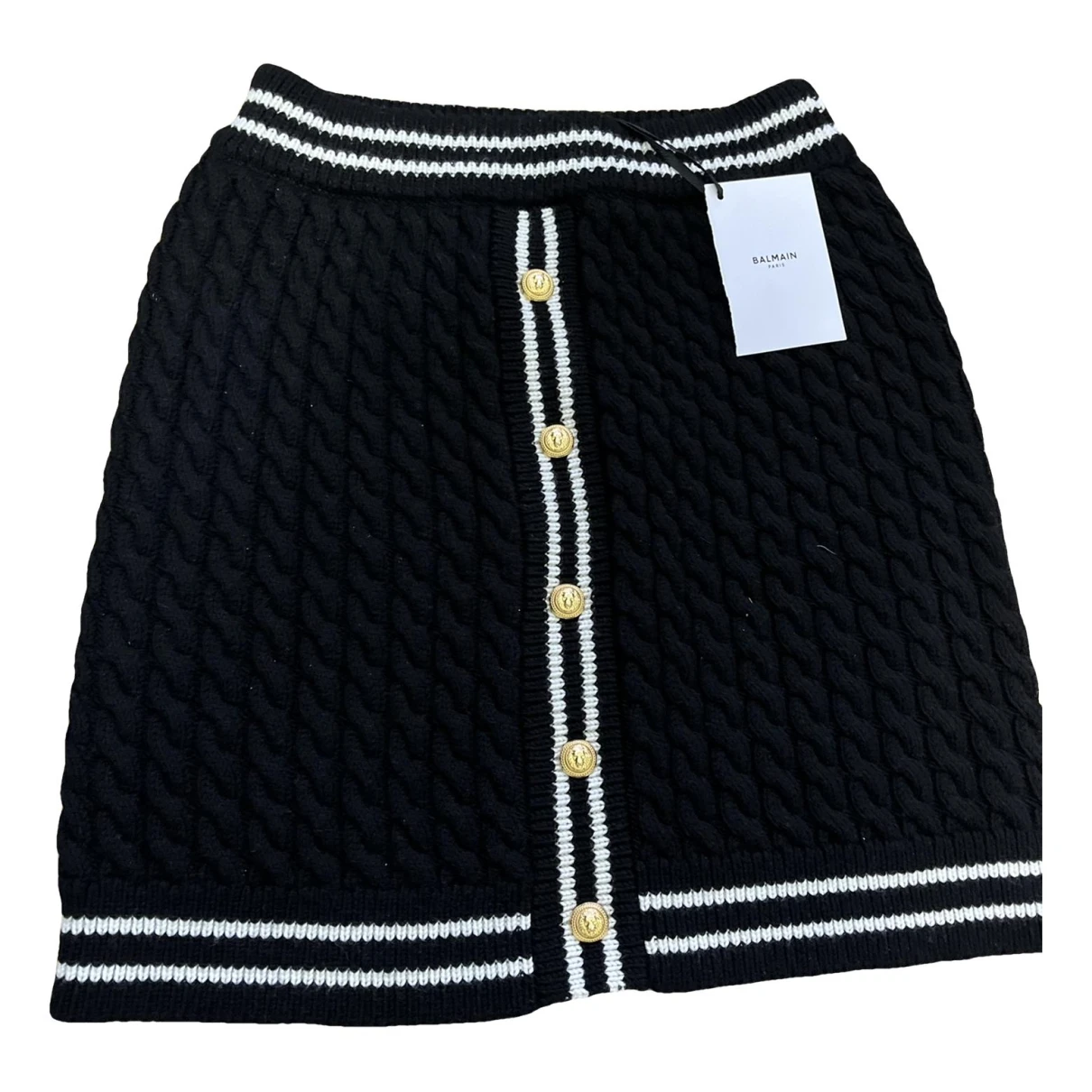 Pre-owned Balmain Wool Skirt In Black