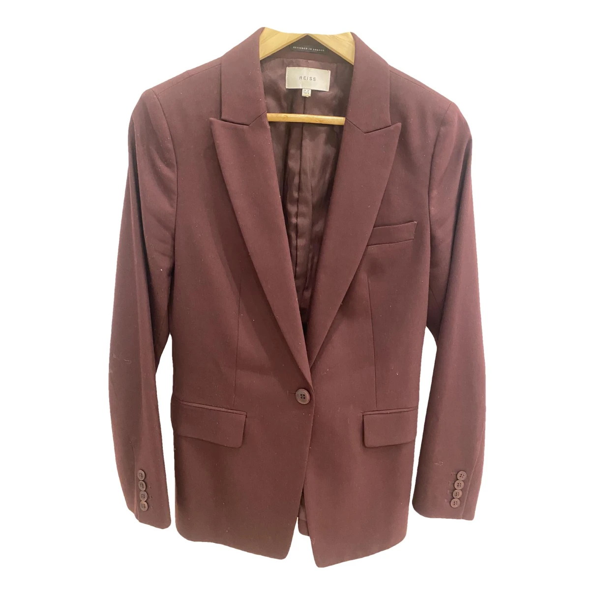 Pre-owned Reiss Wool Suit Jacket In Burgundy