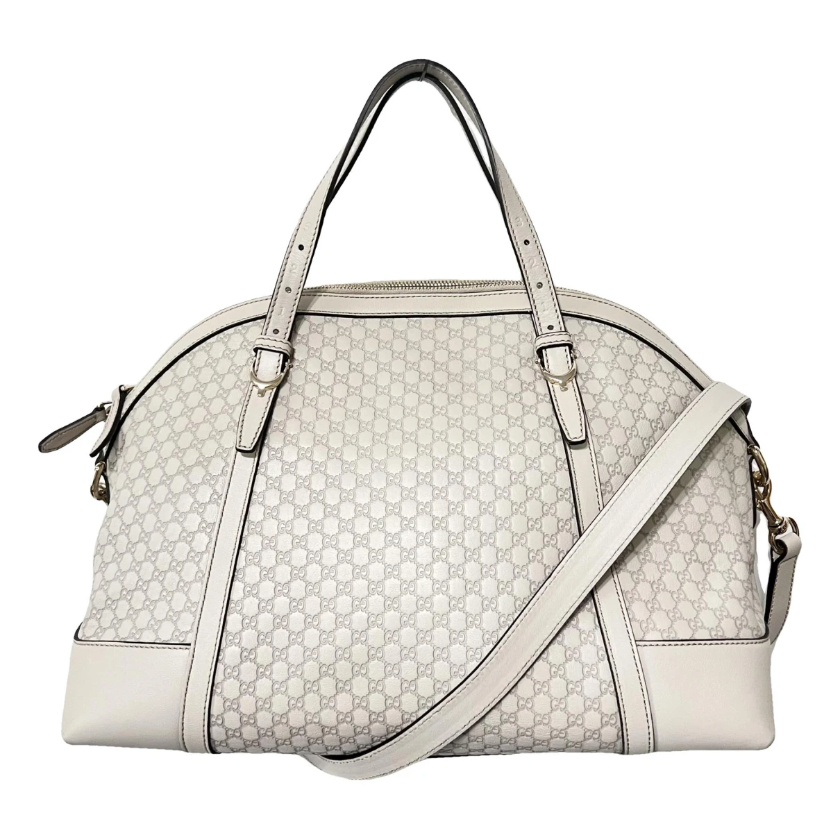 Pre-owned Gucci Dôme Leather Satchel In White