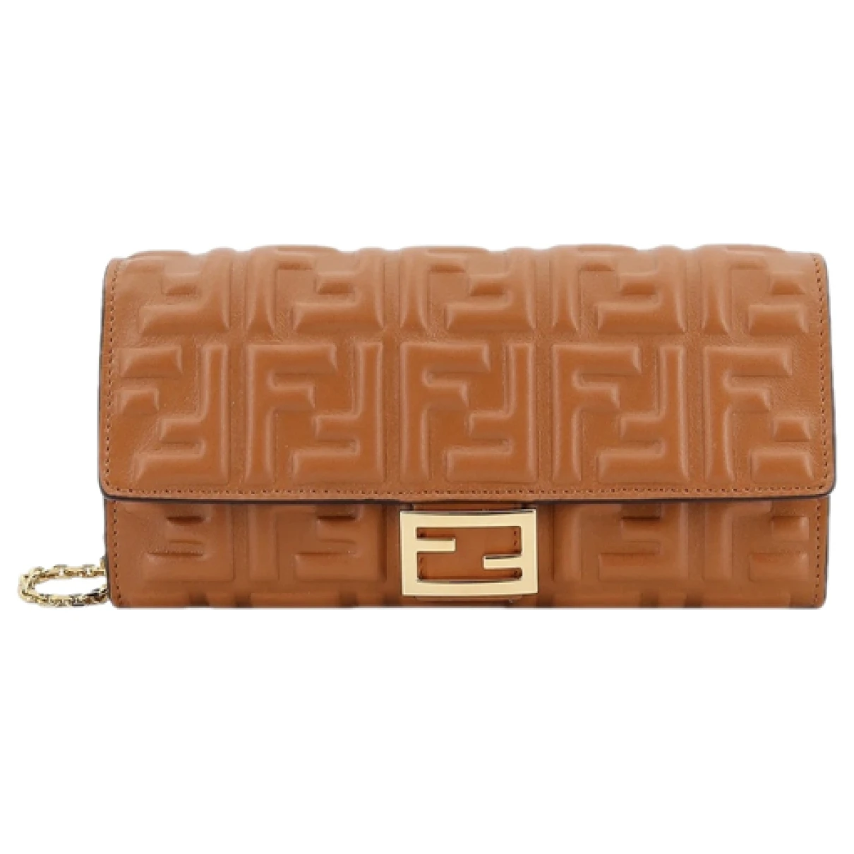 Pre-owned Fendi Baguette Leather Crossbody Bag In Brown