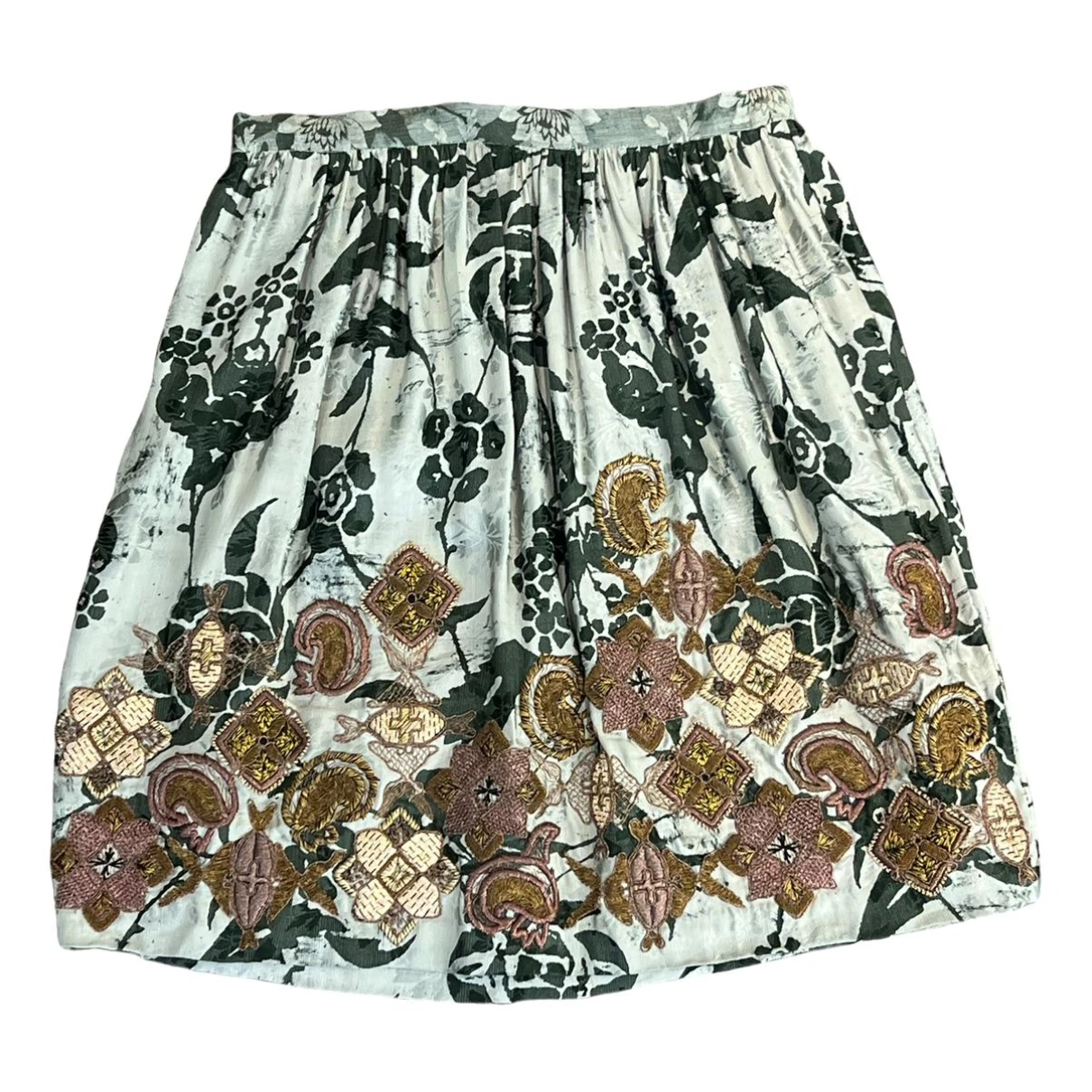 Pre-owned Dries Van Noten Silk Mid-length Skirt In Green