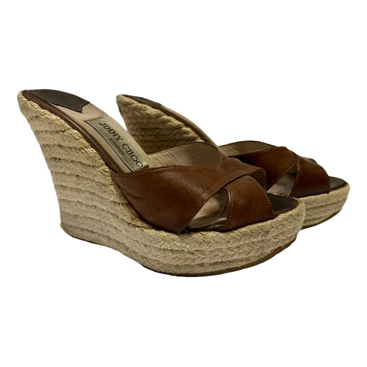 Pre-owned Jimmy Choo Leather Espadrilles In Brown