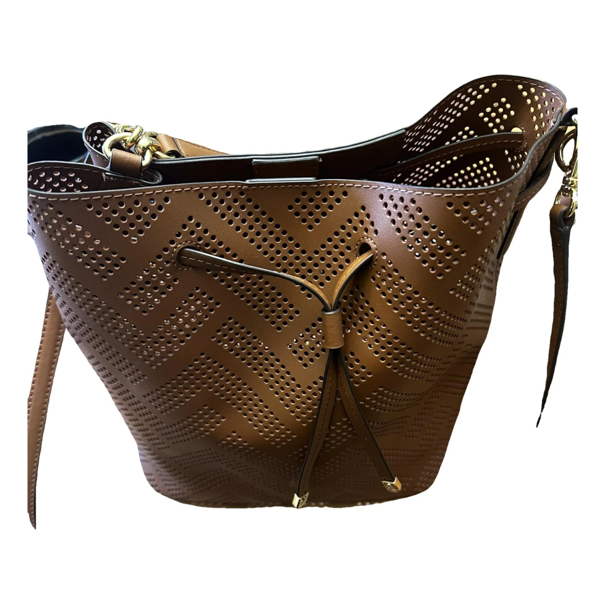 Pre-owned Lauren Ralph Lauren Vegan Leather Handbag In Brown