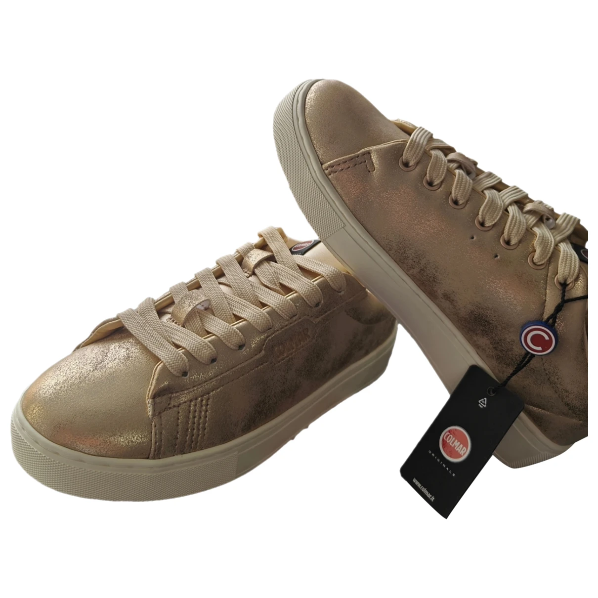 Pre-owned Colmar Leather Trainers In Gold