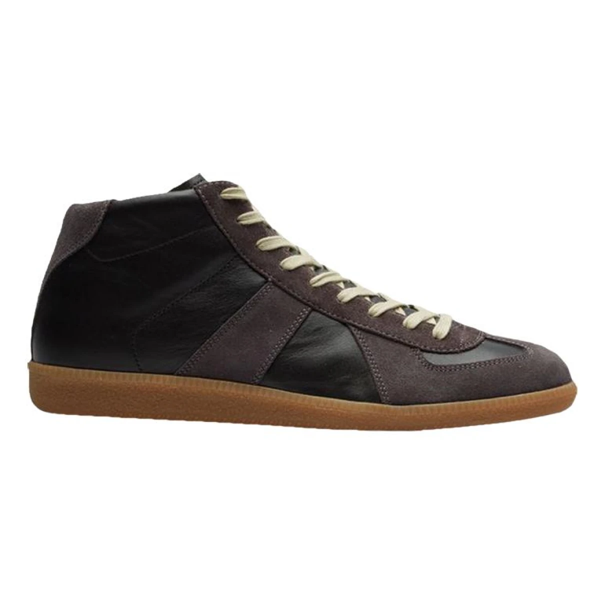 Pre-owned Maison Margiela Replica Leather High Trainers In Black