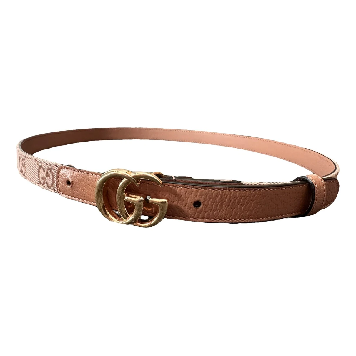 Pre-owned Gucci Gg Buckle Leather Belt In Pink