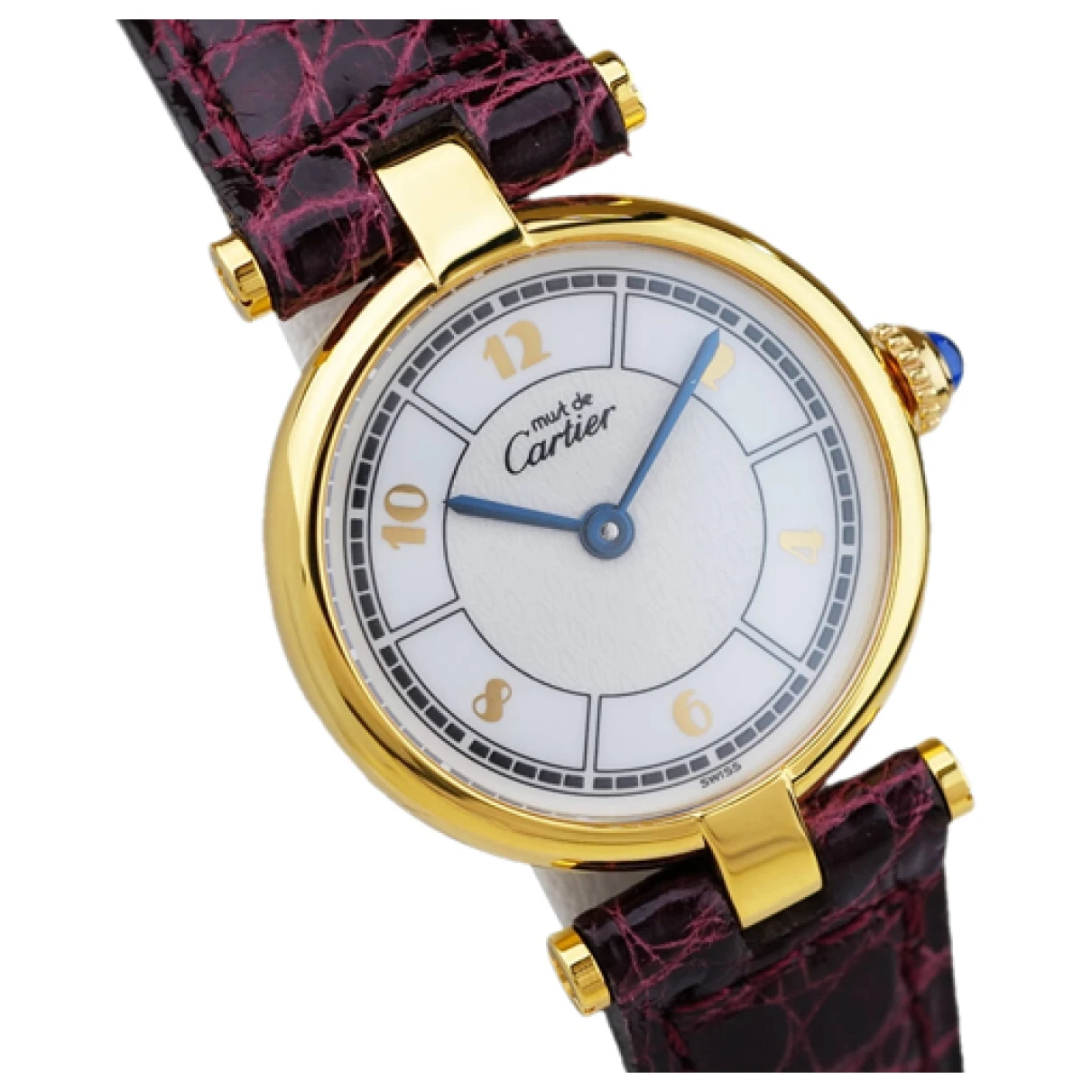 Pre-owned Cartier Must Vendôme Silver Gilt Watch In Burgundy