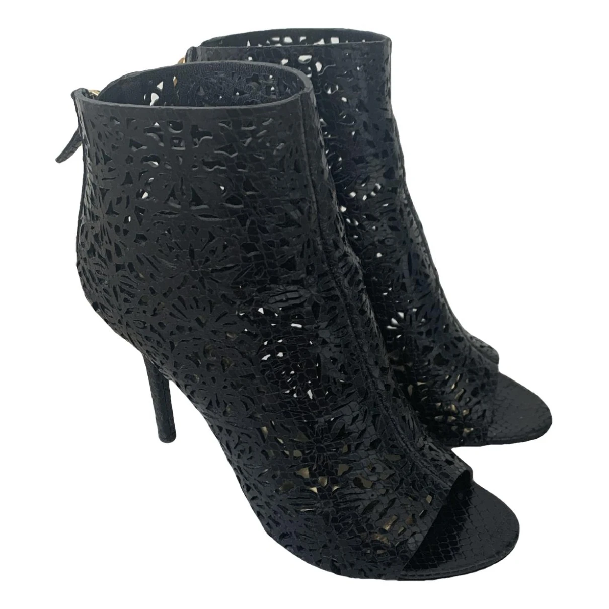 Pre-owned Emilio Pucci Leather Open Toe Boots In Black