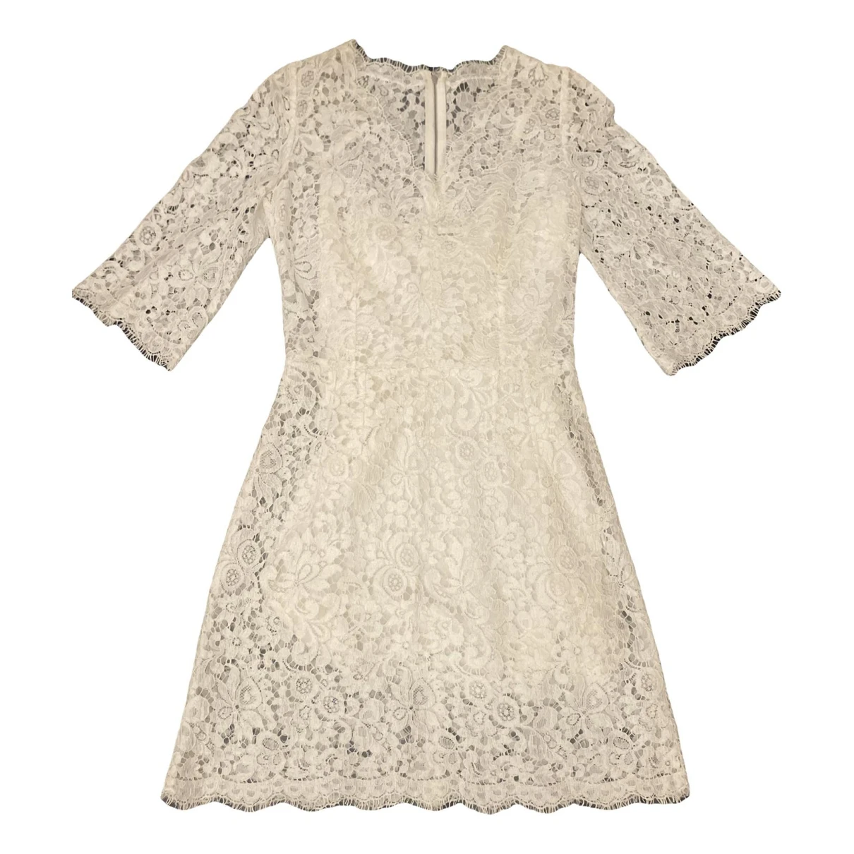 Pre-owned Dolce & Gabbana Lace Mini Dress In White