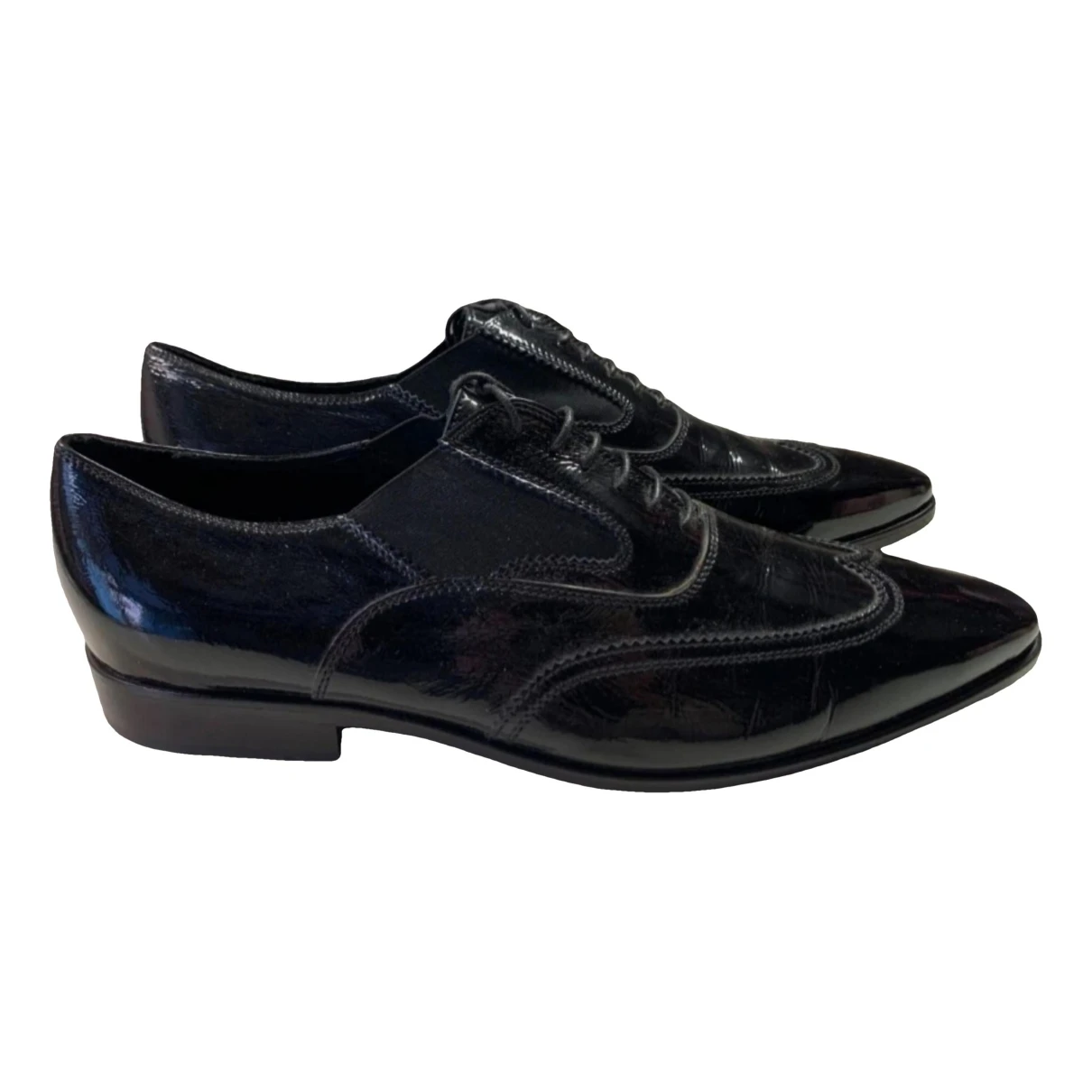 Pre-owned Alberto Guardiani Patent Leather Lace Ups In Black