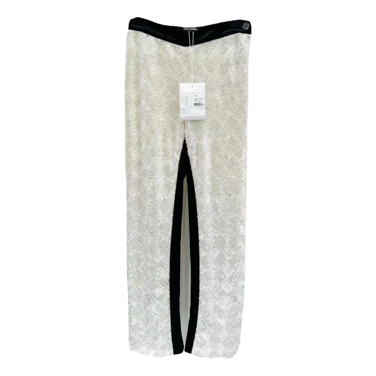 Pre-owned Chanel Silk Trousers In White