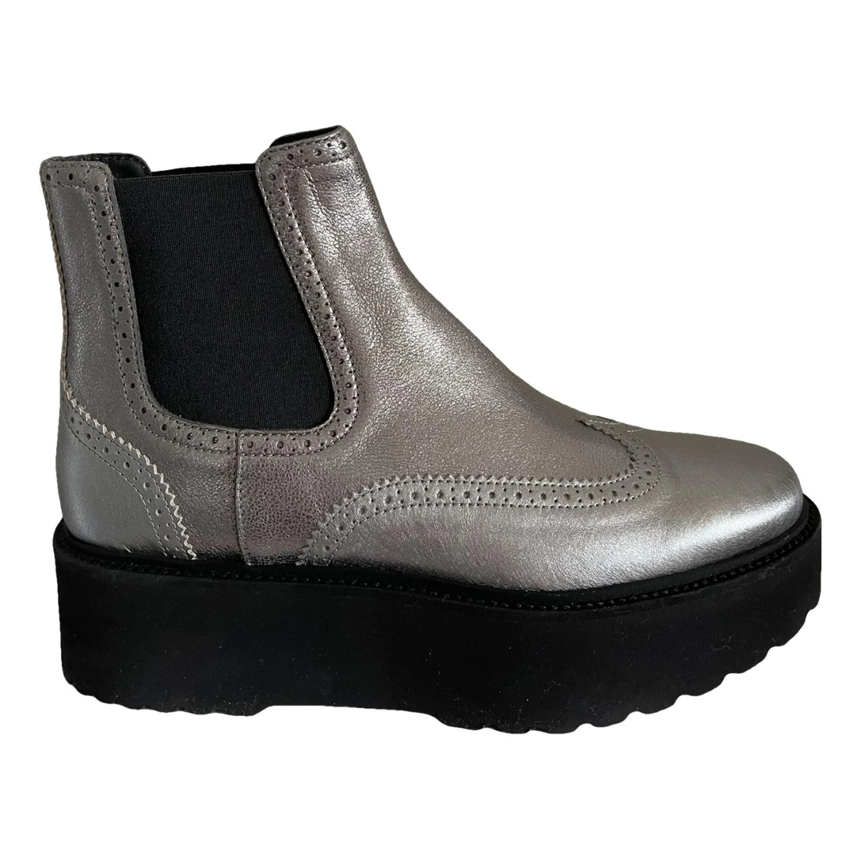 Pre-owned Hogan Leather Ankle Boots In Silver