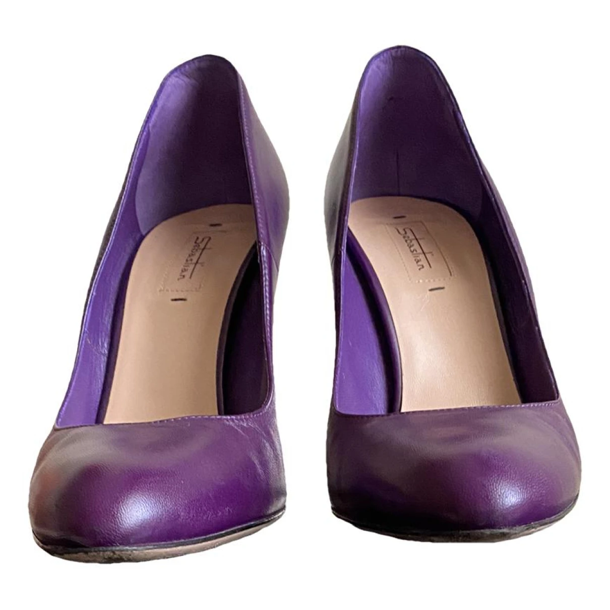 Pre-owned Sebastian Milano Leather Heels In Purple