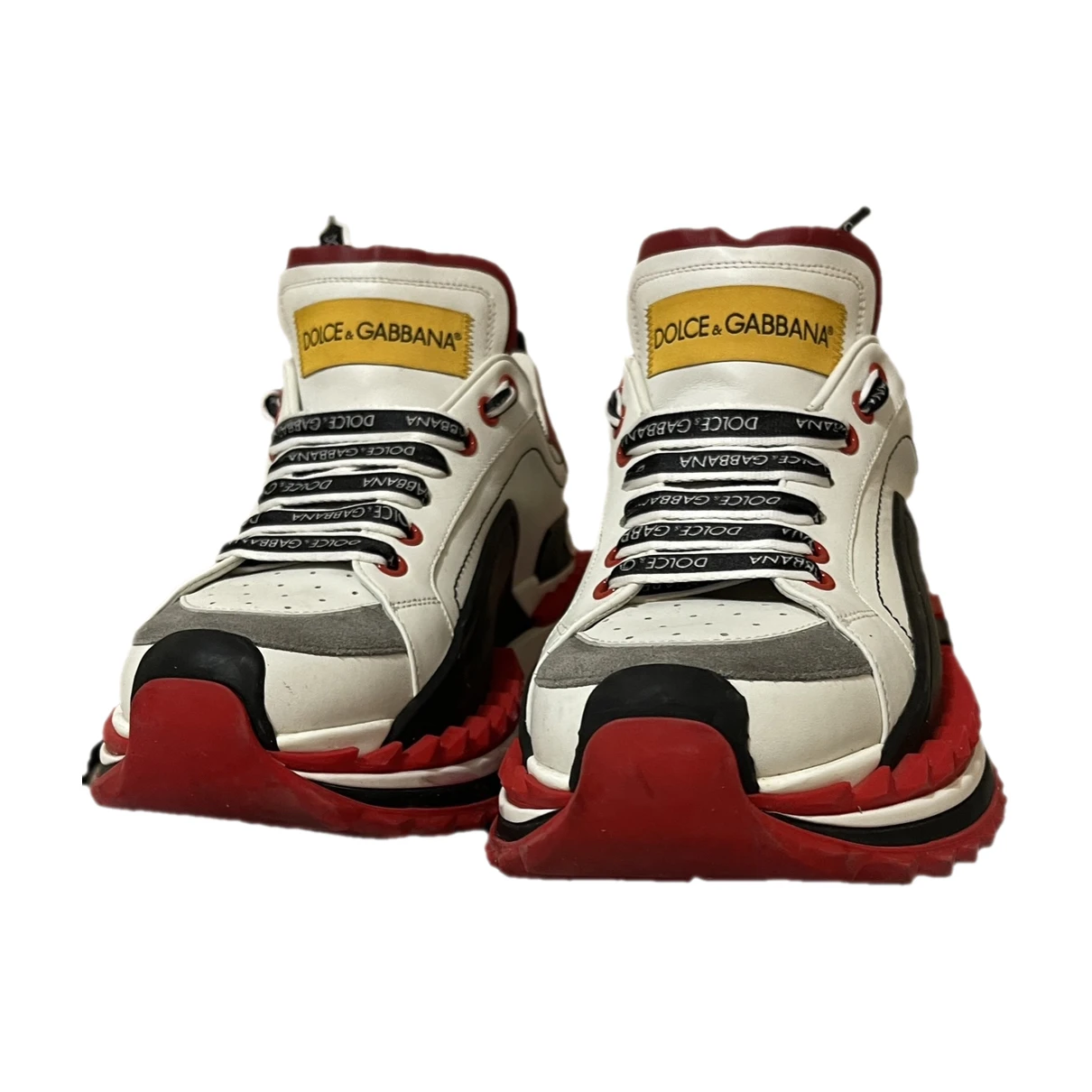 Pre-owned Dolce & Gabbana Super King Leather Trainers In Red