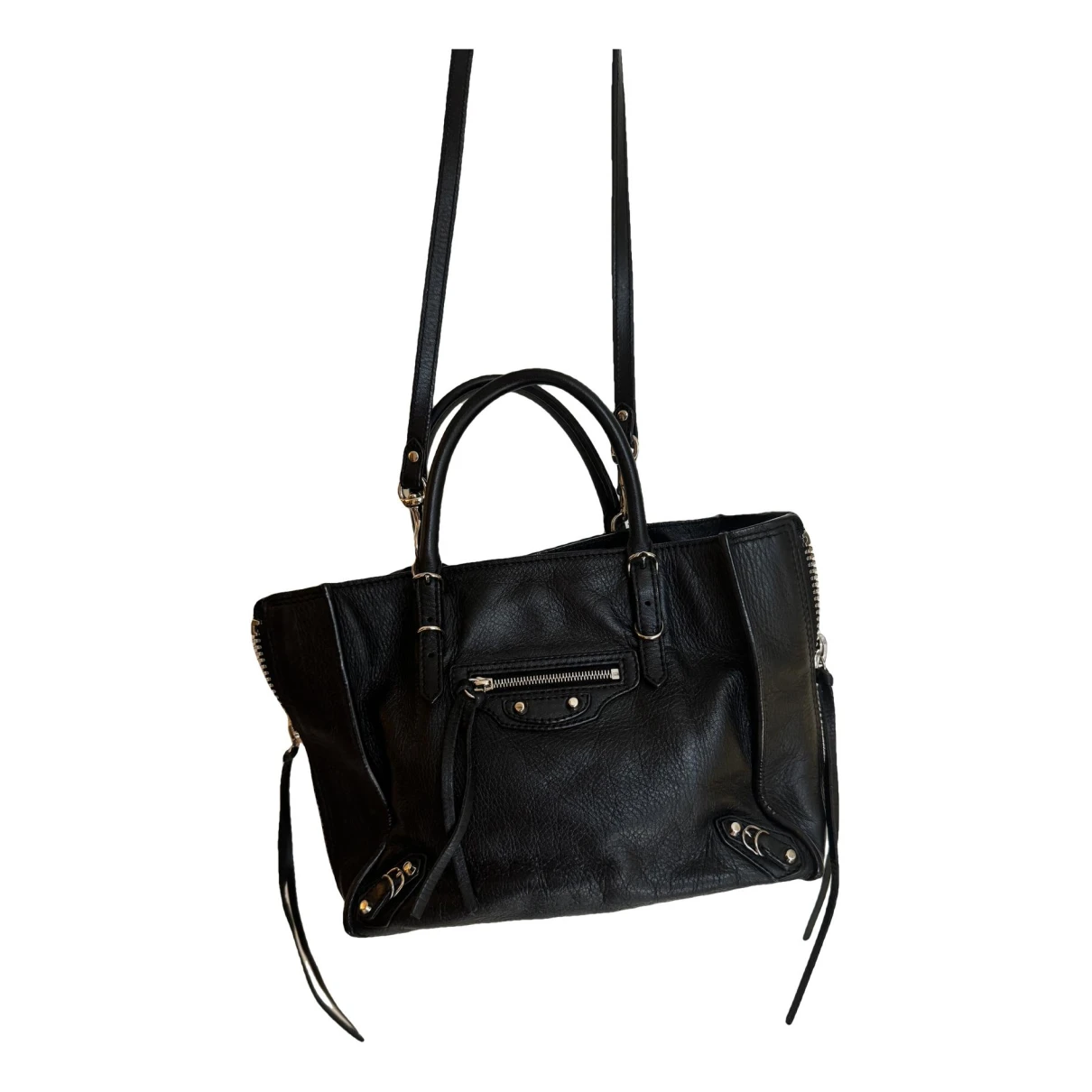 Pre-owned Balenciaga Papier Leather Crossbody Bag In Black