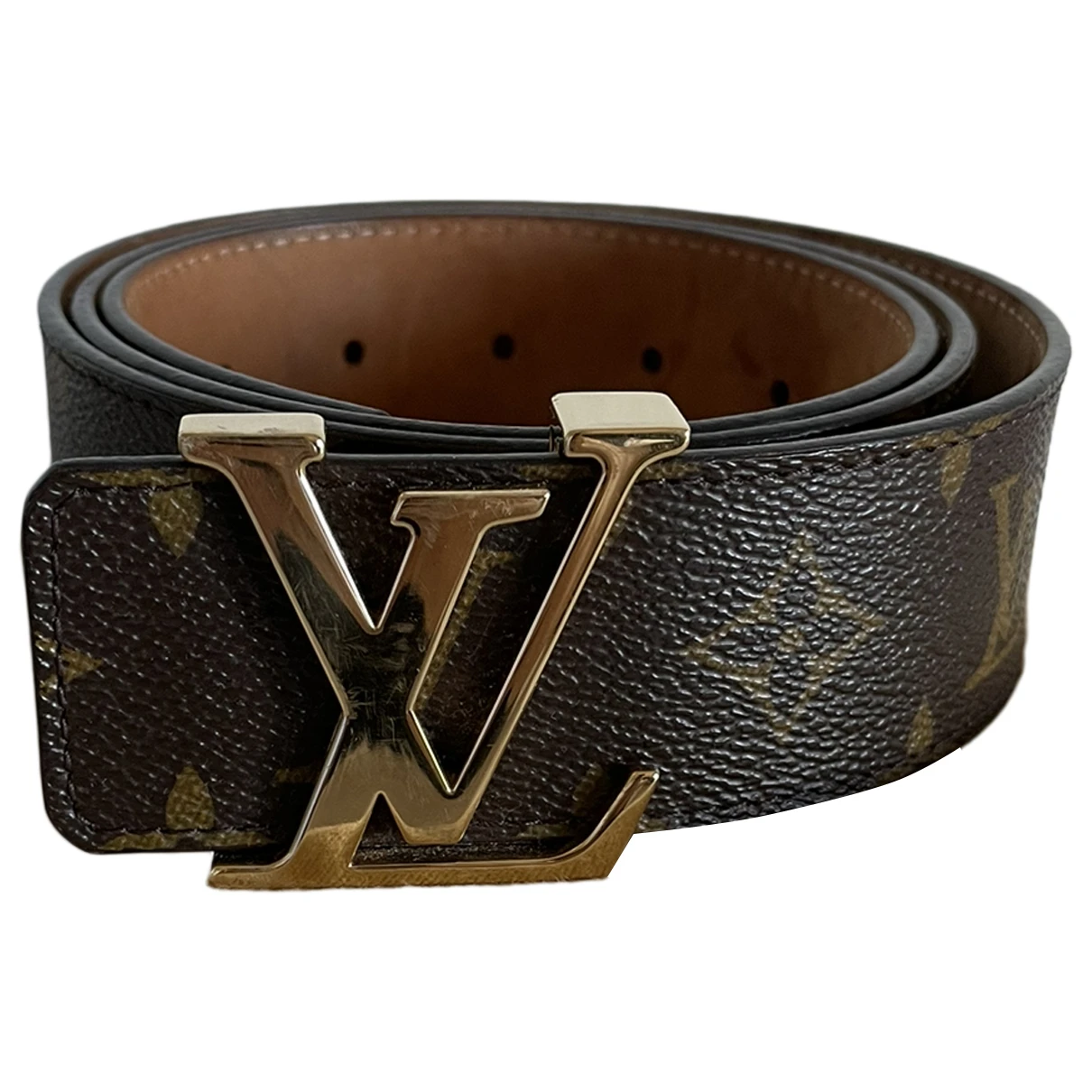 Pre-owned Louis Vuitton Initiales Leather Belt In Brown