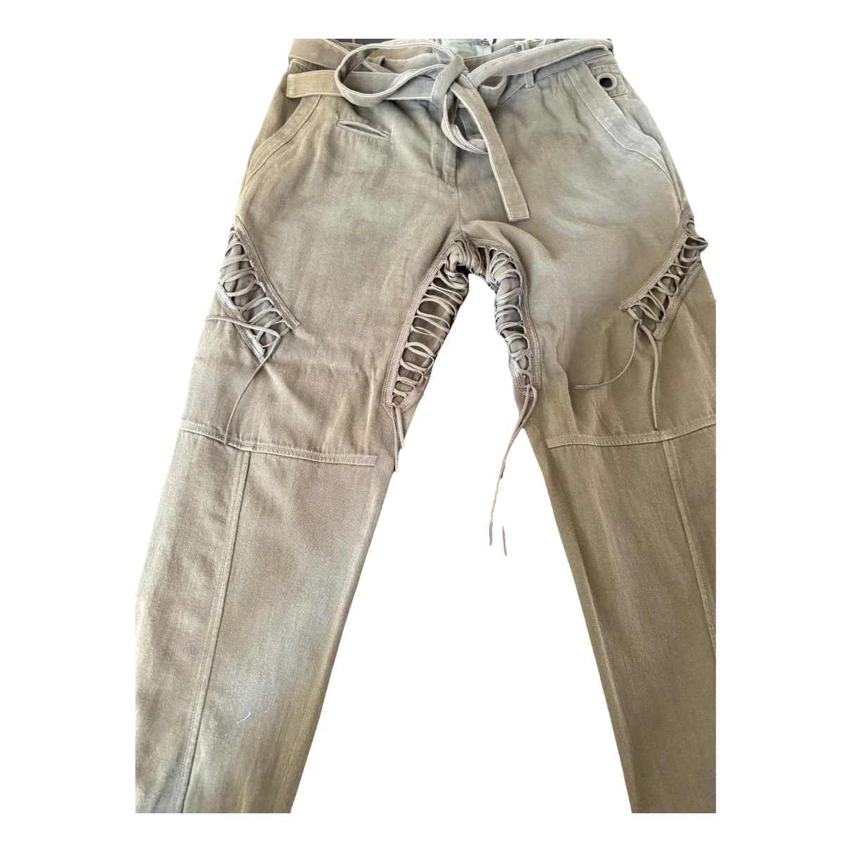 Pre-owned Saint Laurent Straight Pants In Khaki