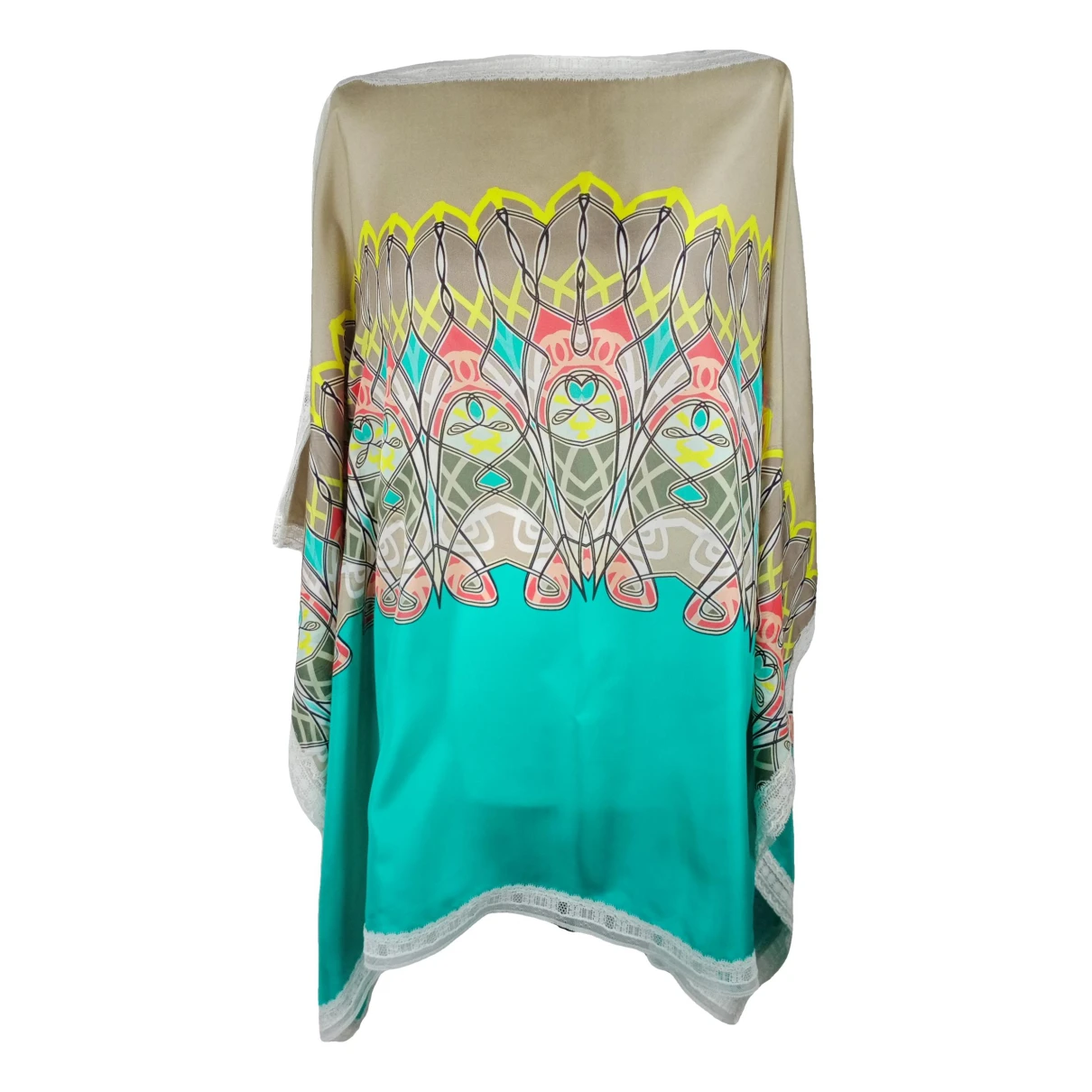 Pre-owned Blumarine Silk Tunic In Turquoise