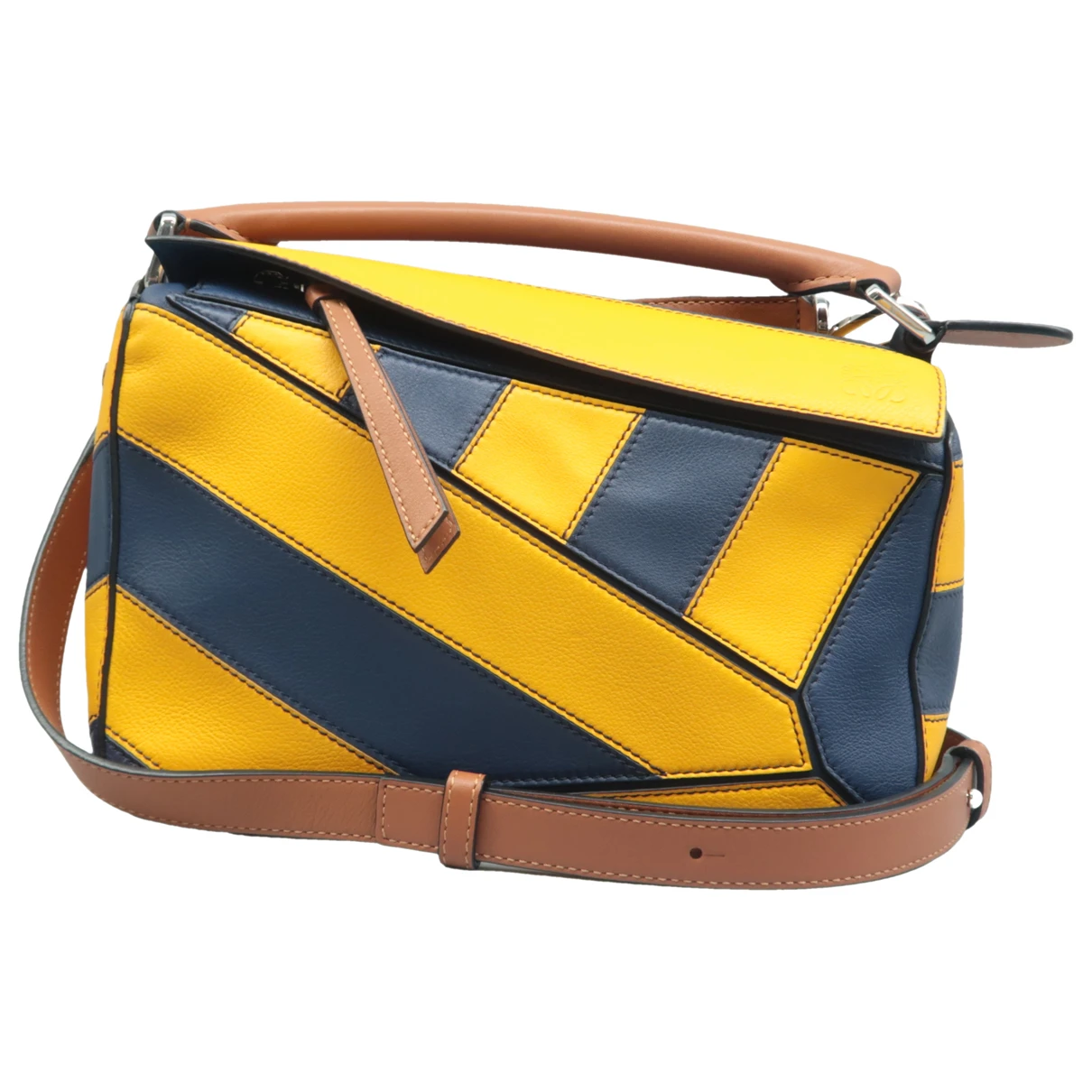 Pre-owned Loewe Puzzle Leather Satchel In Yellow
