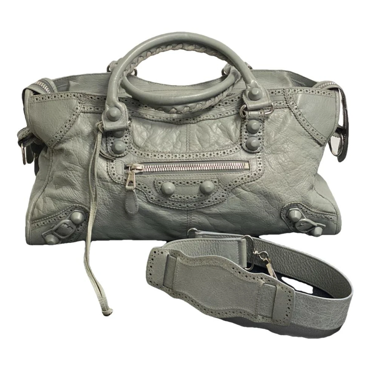 Pre-owned Balenciaga City Leather Handbag In Grey