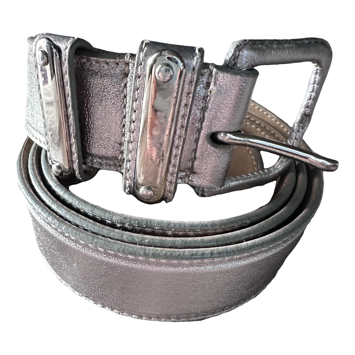 Pre-owned Prada Leather Belt In Silver