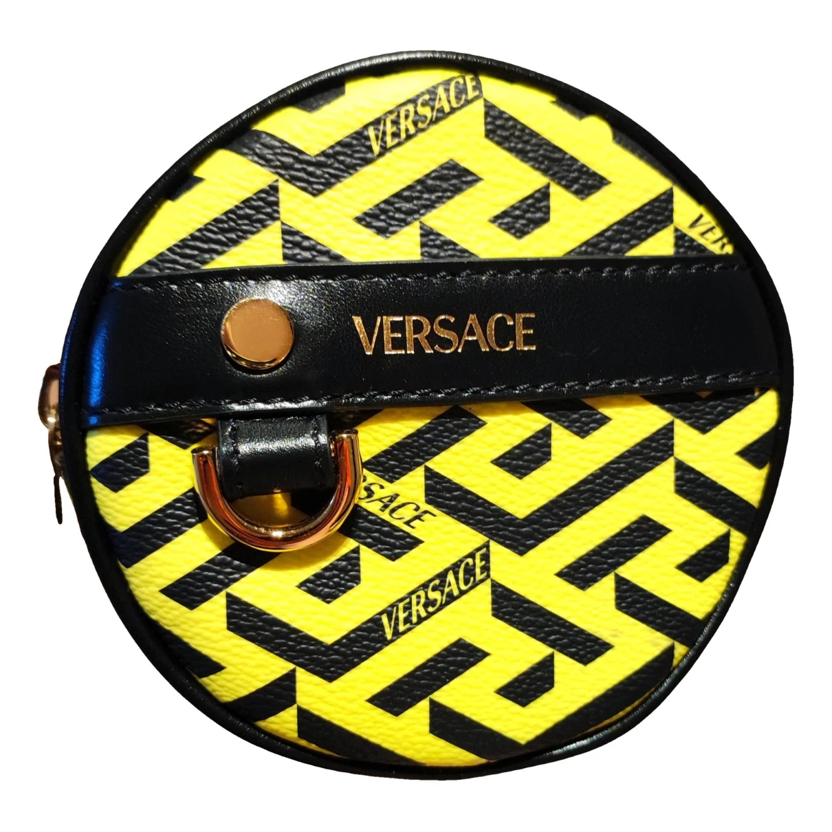 Pre-owned Versace Cloth Clutch Bag In Yellow