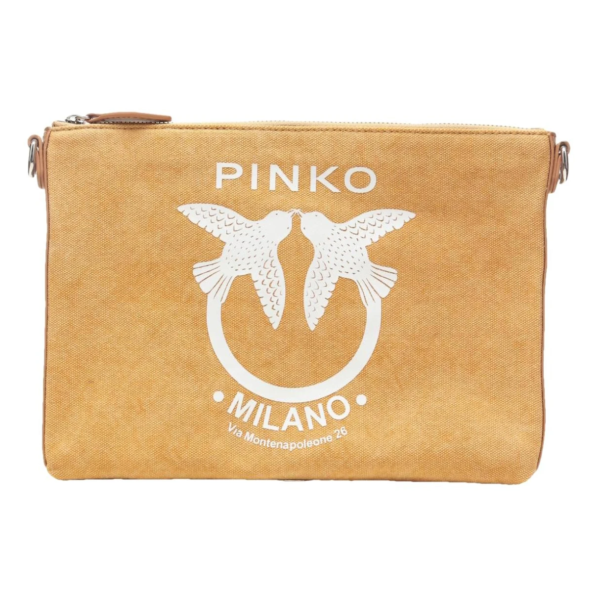 Pre-owned Pinko Cloth Clutch Bag In Yellow