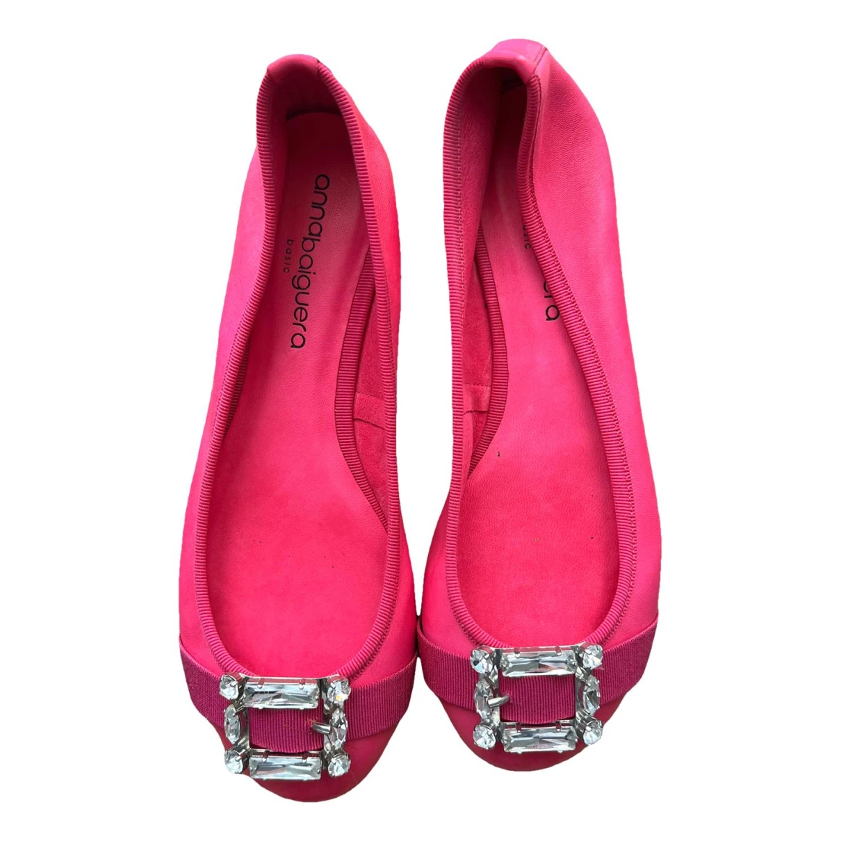 Pre-owned Anna Baiguera Leather Ballet Flats In Pink