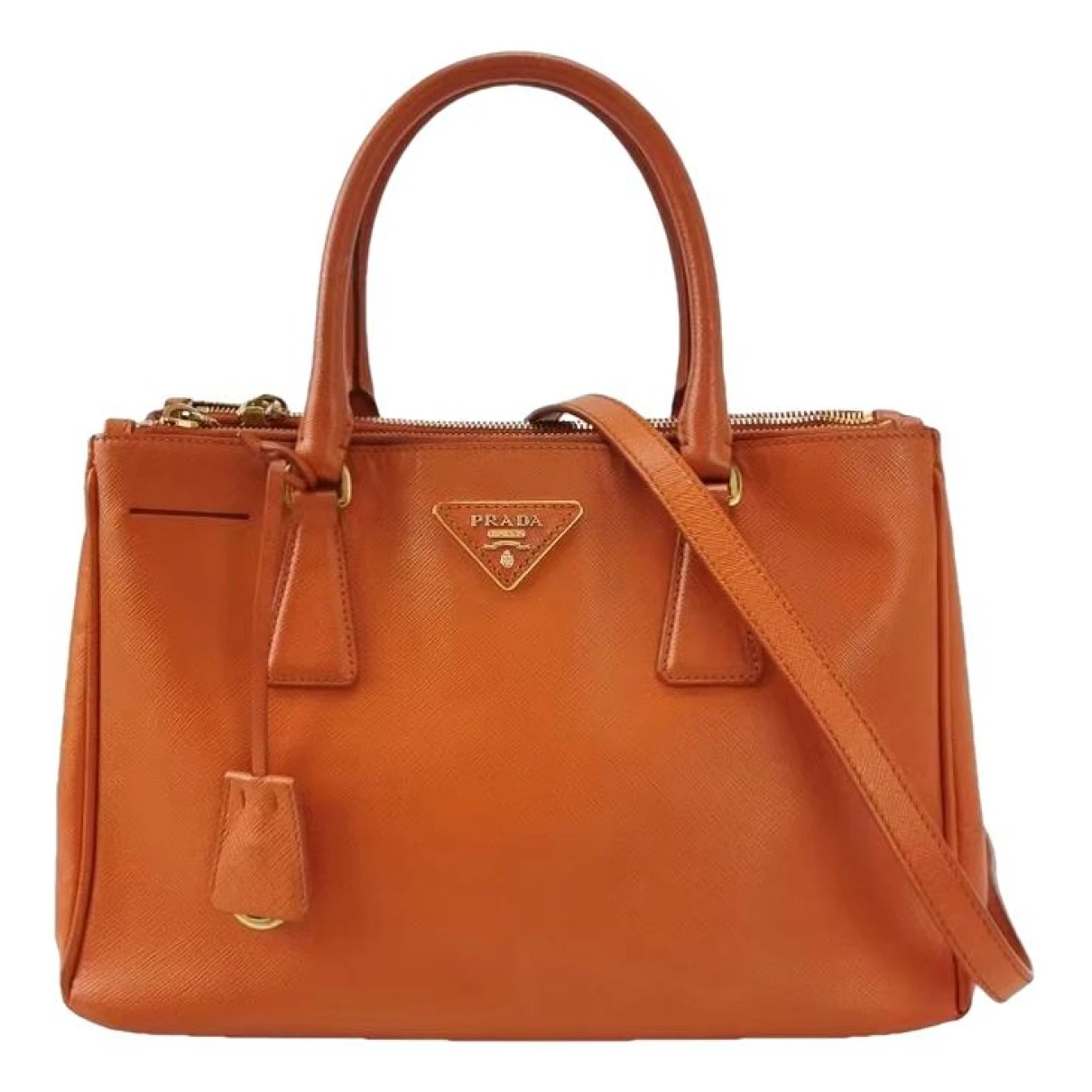 Pre-owned Prada Galleria Leather Handbag In Orange