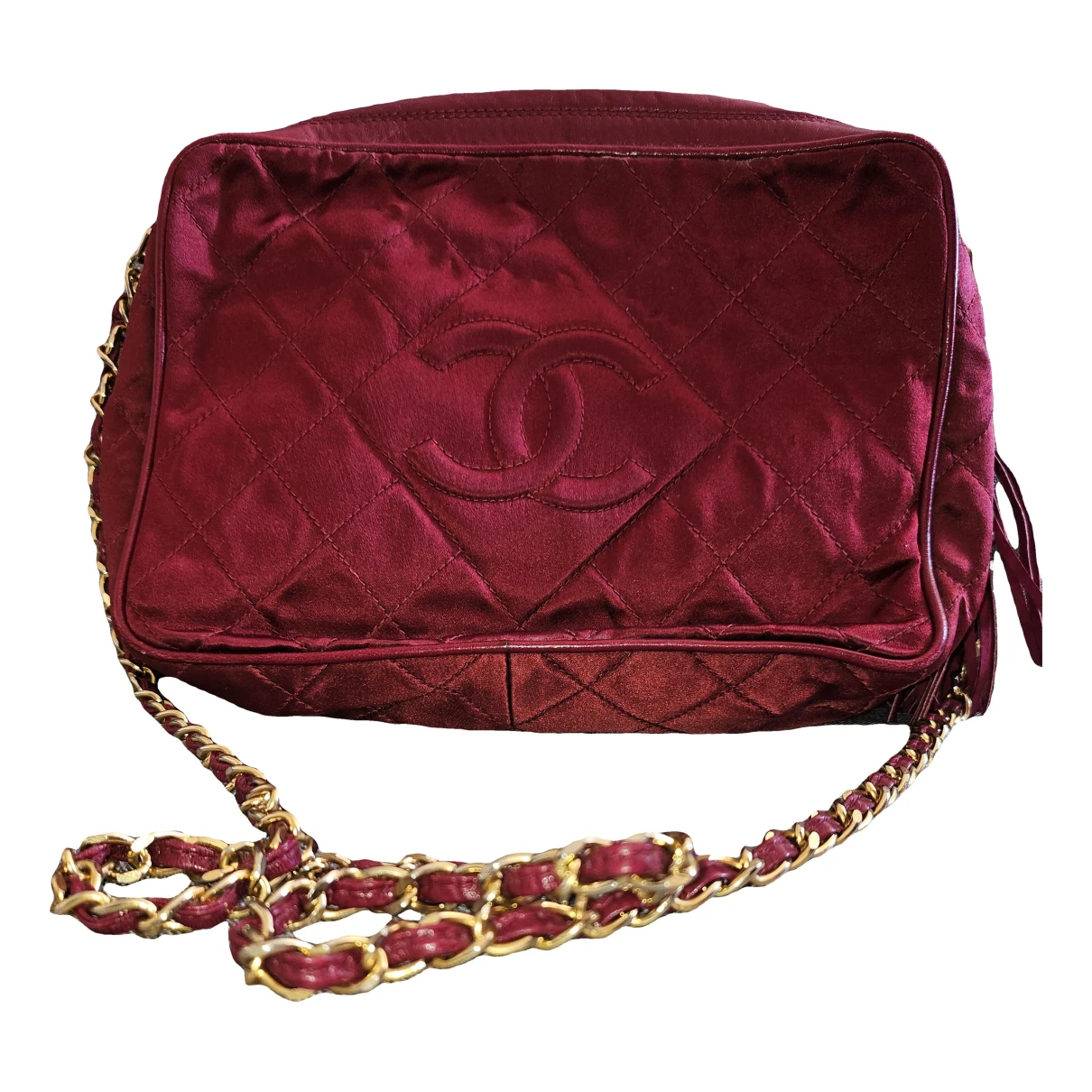 Pre-owned Chanel Camera Leather Handbag In Burgundy