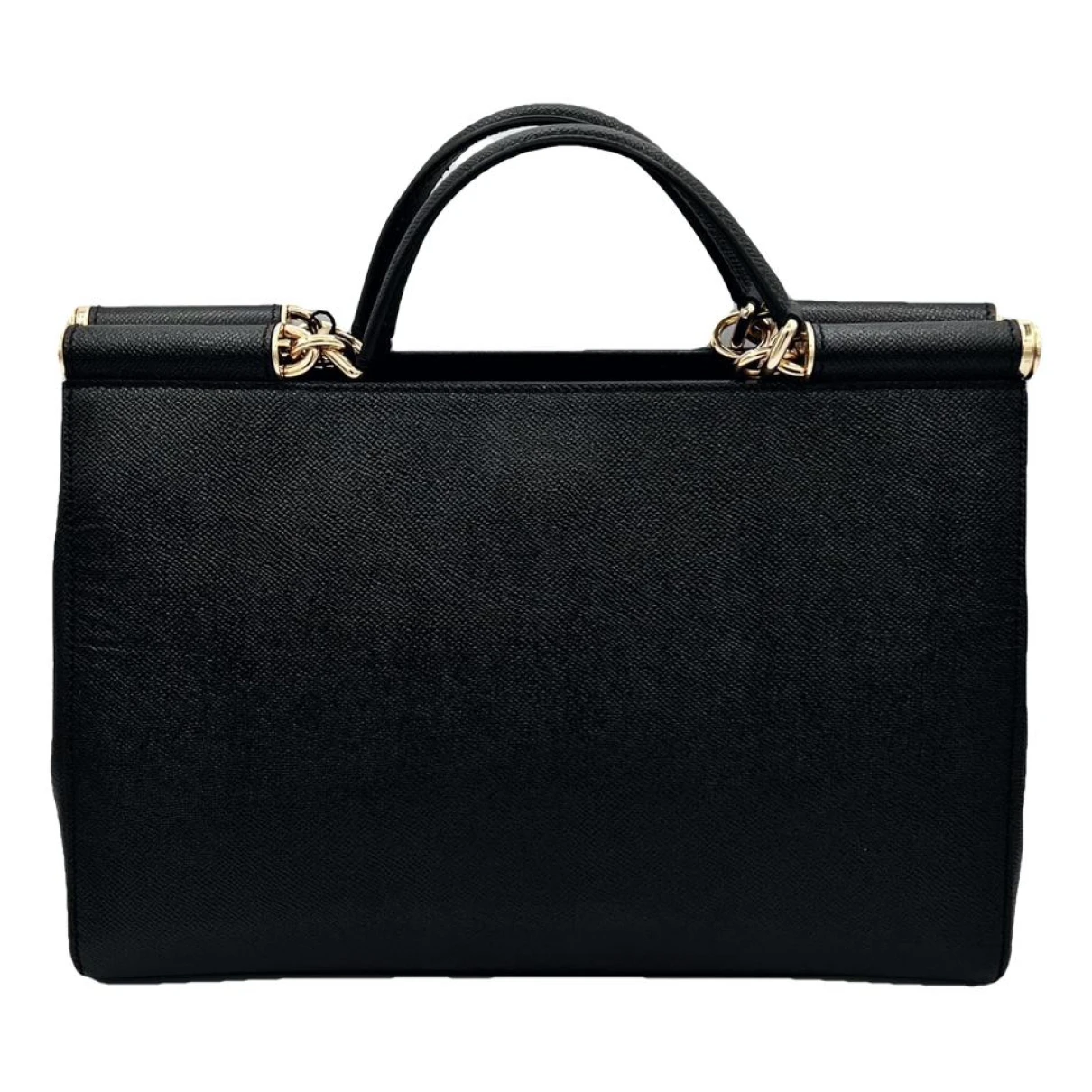 Pre-owned Dolce & Gabbana Sicily Leather Tote In Black