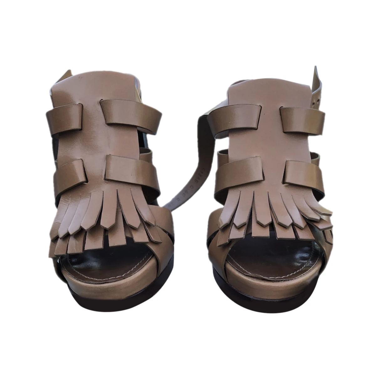 Pre-owned Santoni Leather Sandals In Camel