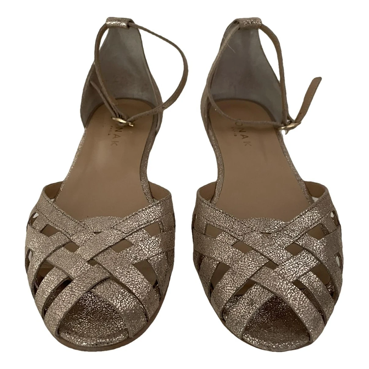 Pre-owned Jonak Leather Sandals In Gold